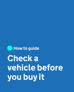 Teaser image saying "Check a vehicle before you buy it", branded as a "How to guide" with an accent teal circle