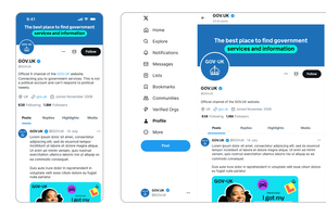 Screenshots of GOV.UK's X account on mobile and on desktop.