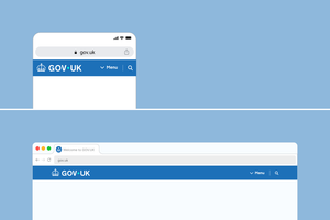 Mockup showing web header on mobile and desktop.