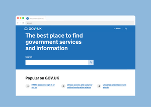 Screenshot of the GOV.UK homepage on desktop.