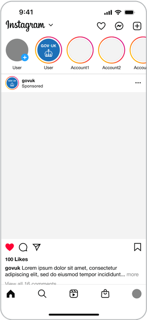 Mockup of a post from GOV.UK on Instagram.