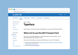 Screenshot of the Typeface page on the GOV.UK Design System.